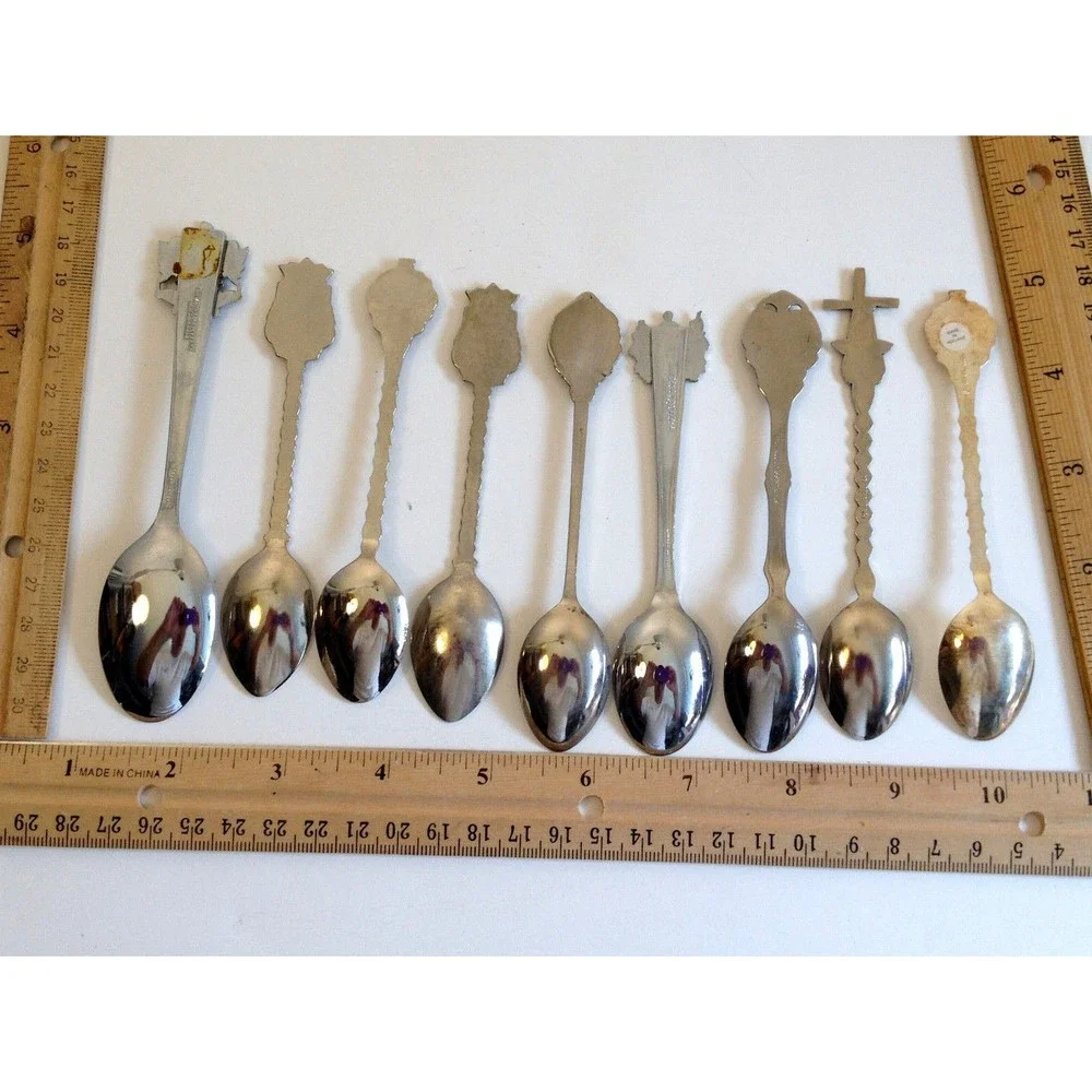 Vintage Lot of 9 Collectible Souvenir Spoons Countries Cities London Paris ++